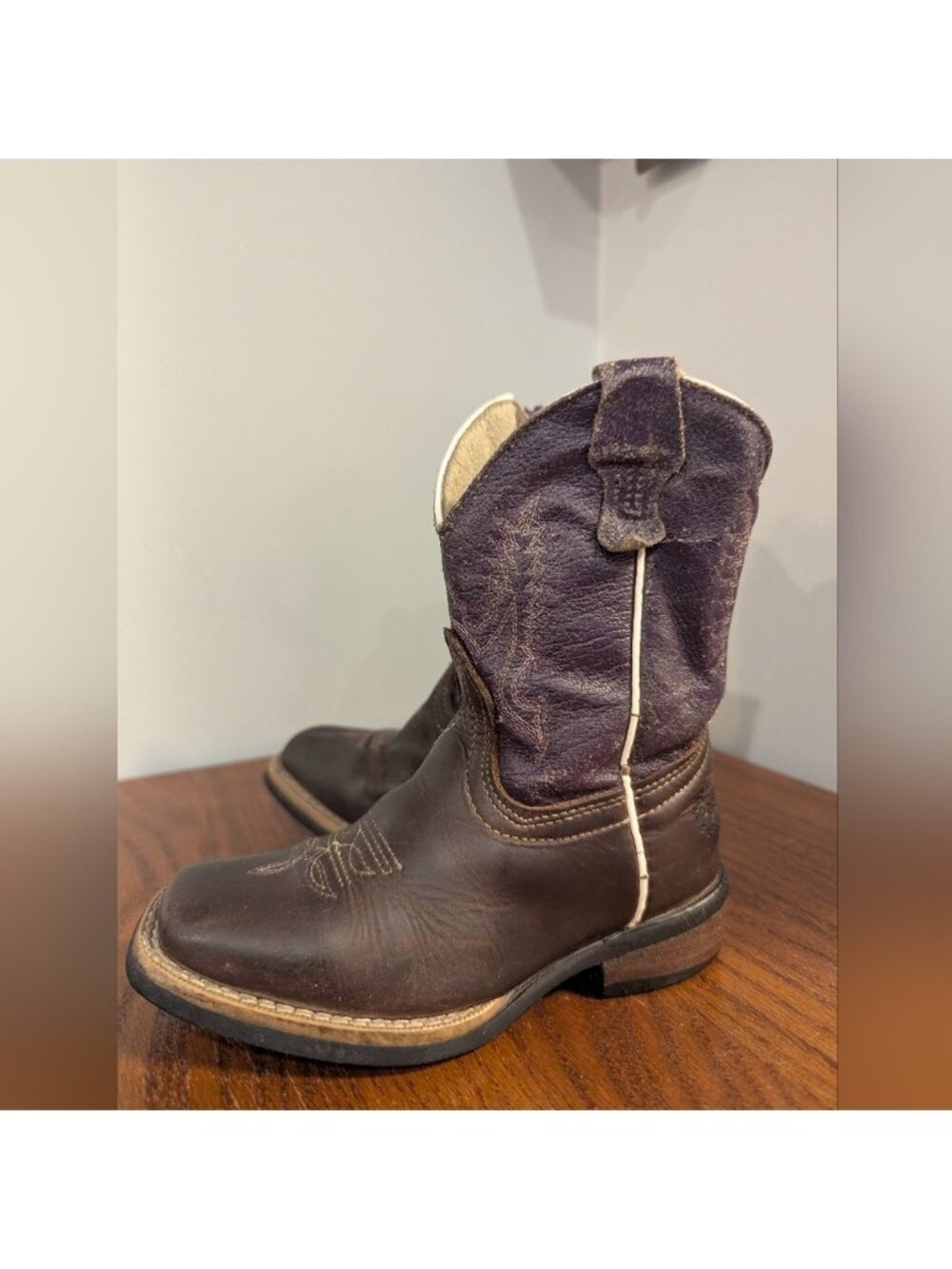 Cowgirl Boots Caballo Dorado Western boots Kids Sz 10 purple & brown leather